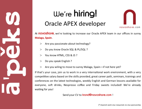 CLOSED: New Oracle APEX position AVAILABLE